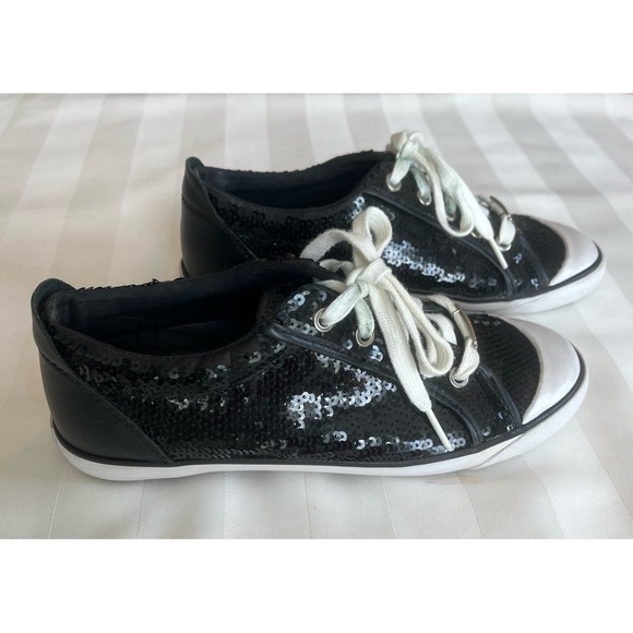 Coach Barrett Black Sequin Lace-Up Sneakers - Picture 5 of 12